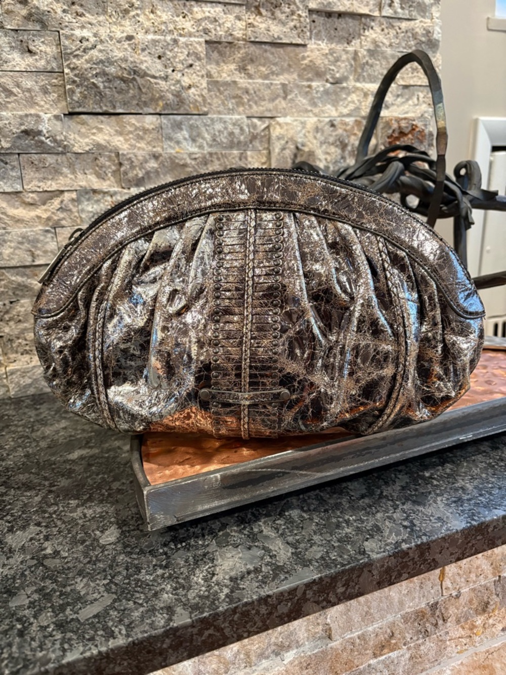 Rebecca Minkoff Ruched Metallic Clutch